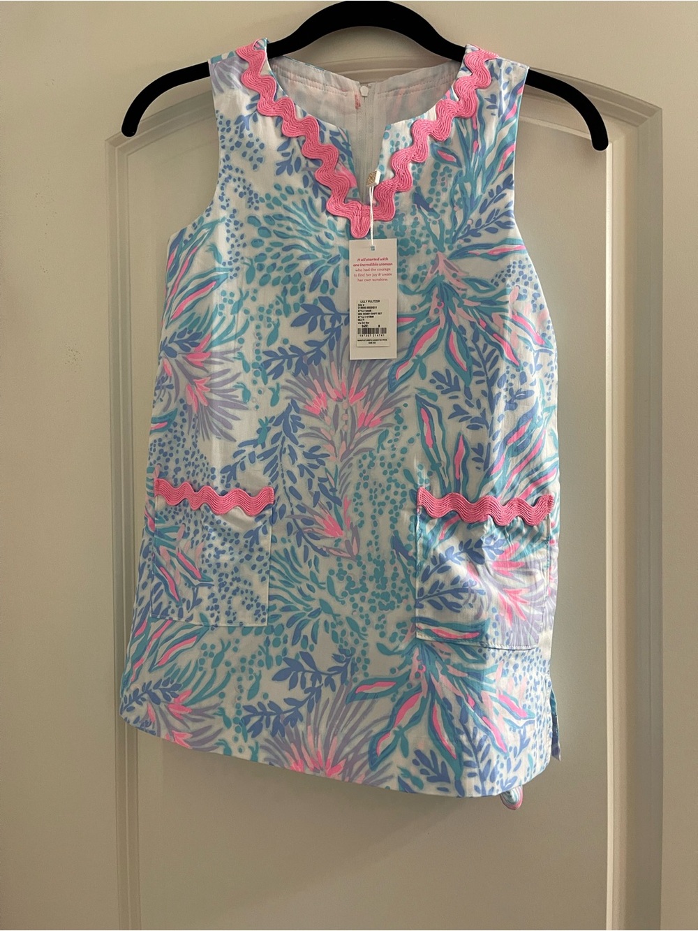 Girls Mini Romey Shift Set with Pink Trim